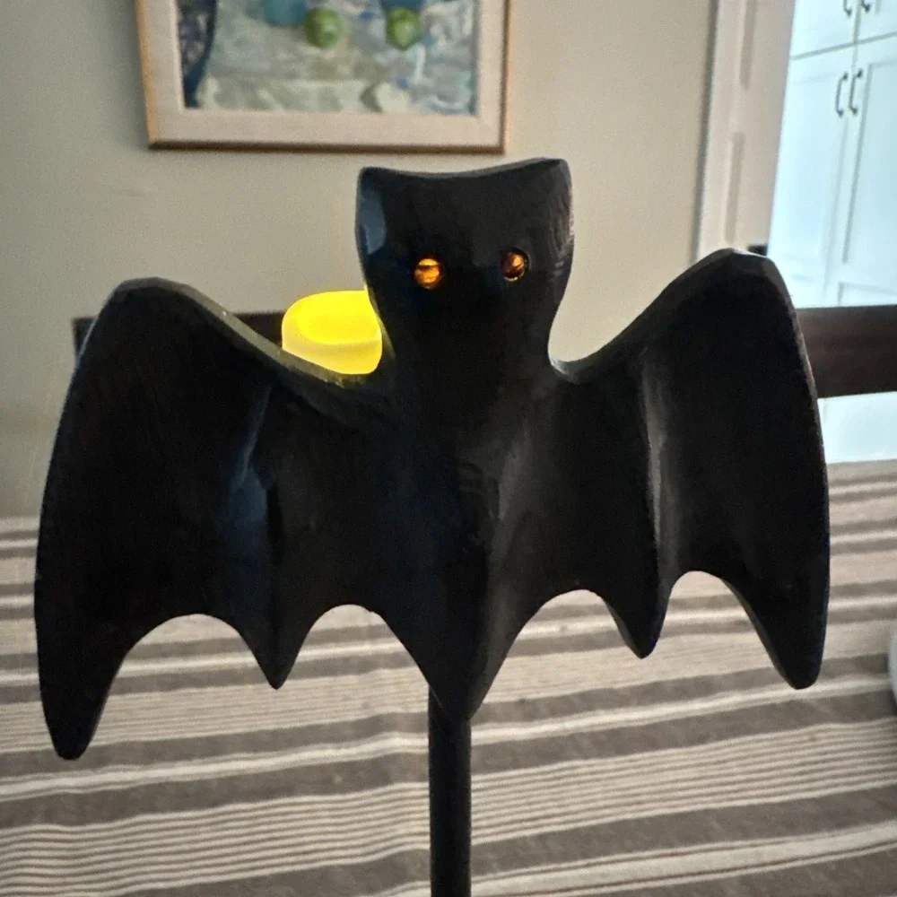 Pottery Barn Halloween Candle Holder Vampire Bat Tea Light 12